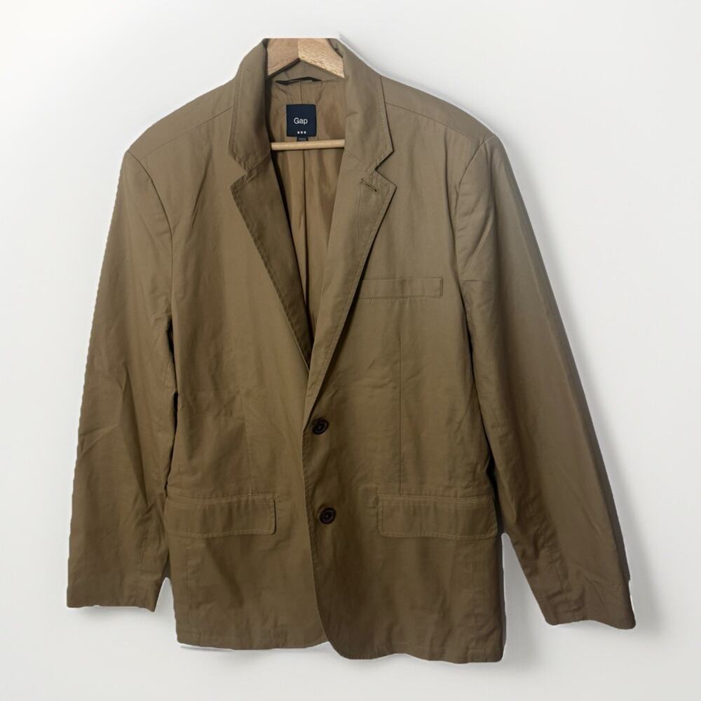 Gap Khaki Blazer Sport Coat Jacket Men Med Caramel Chino Cotton Coastal Career
